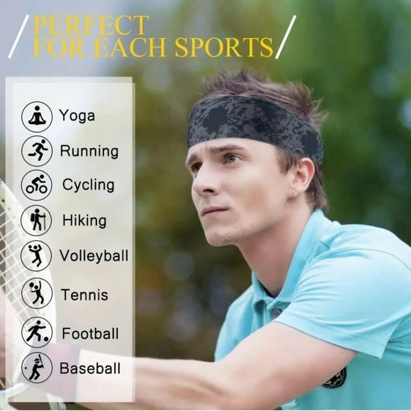 Camo Headband Stretch Sports Yoga Gym Hair Band Wrap Sweatband for Women Men US - Picture 5 of 5